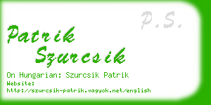 patrik szurcsik business card